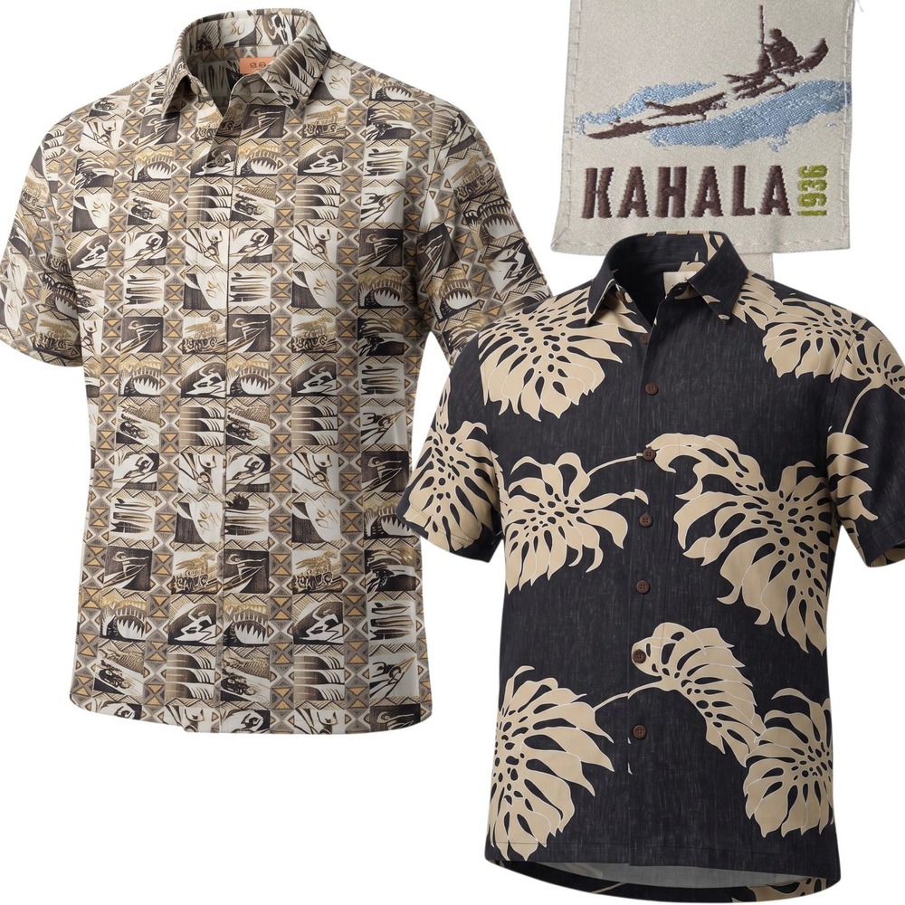 Kahala Button Down Shirt Men 2XL Multi Aloha Hawaiian Monstera Surfer Lot of 2